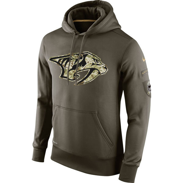 Men NHL Nashville Predators Nike Olive Salute To Service KO Performance Hoodie Green->los angeles kings->NHL Jersey
